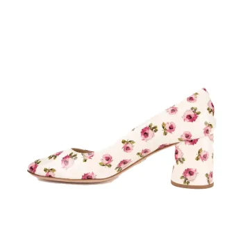 PRADA Chunky Heel High Heels Women's Beige Red