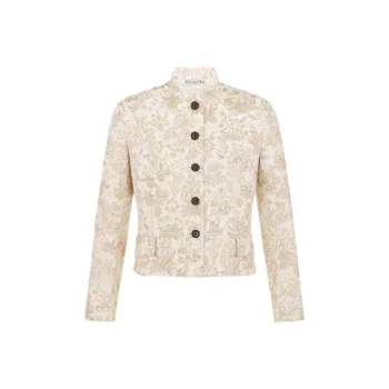 DIOR Cropped Jacket Jackets & Coats Women's White Gold