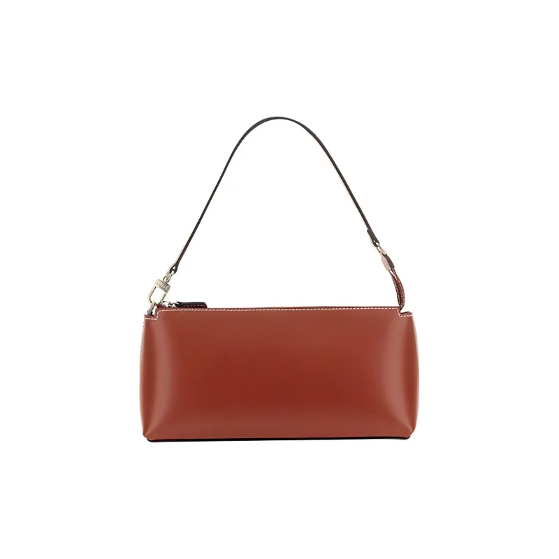 Staud Kaia Cow Leather Handbag Shoulder Bag Women's Dark Brown-0
