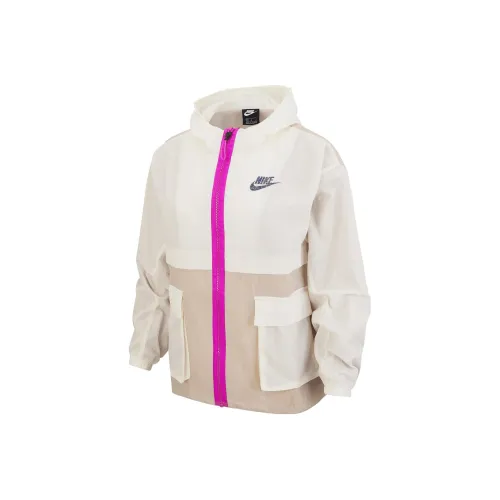 Nike Sportswear Jackets Coats Women's dark Ivory White/Glitter/Flame Pink