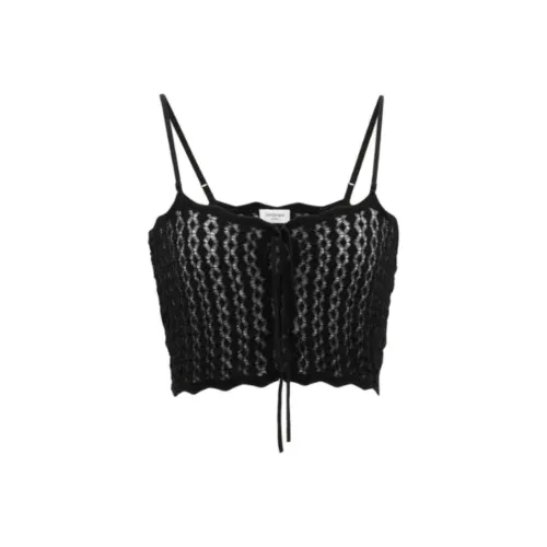 SAINT LAURENT Cropped Tank Top 'Black'