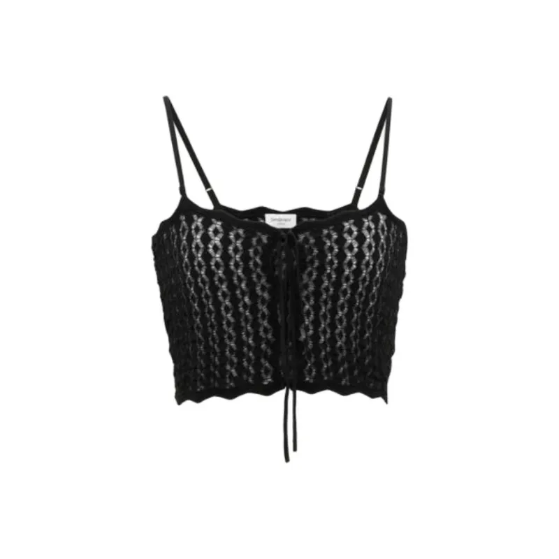 SAINT LAURENT Cropped Tank Top 'Black'-0