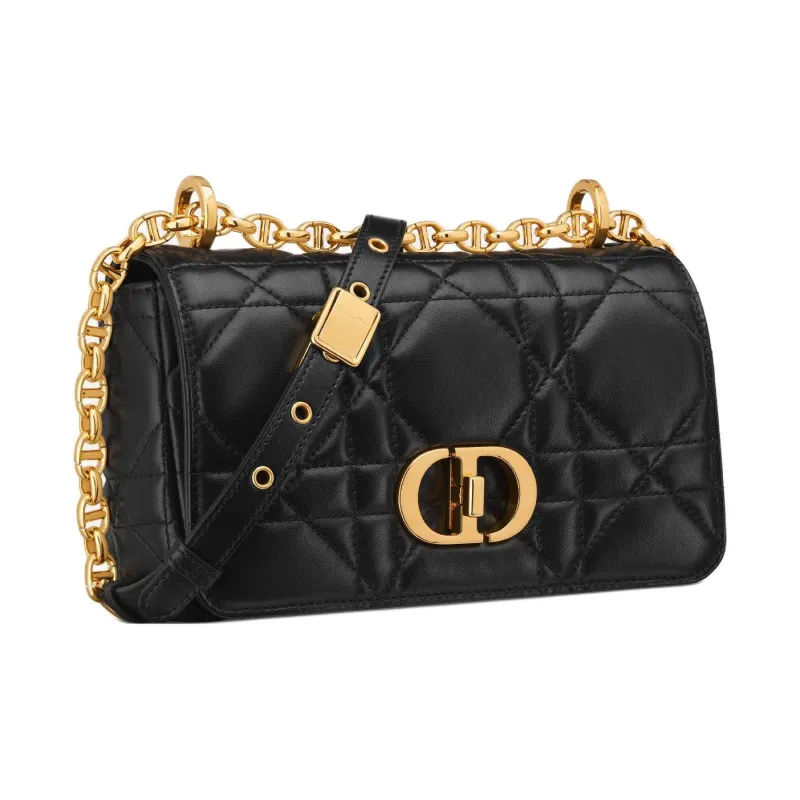 DIOR Caro Sheepskin Shoulder Bag Small Size Women's Black-2