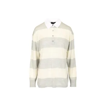 THEORY Long Sleeved Striped Polo Top