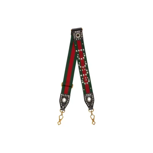 GUCCI Canvas-panelled Leather Detailing Shoulder Strap Bag Straps Women's Green/Red