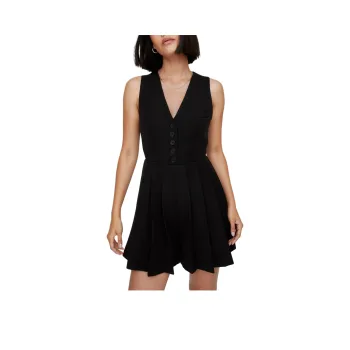 NASTY GAL Tailored Pleated Hem Playsuit Bodysuits Women's Black