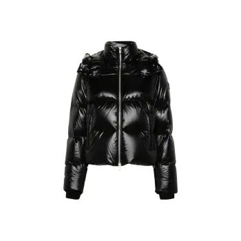 Moose Knuckles Logo Patch Zip Up Puffer Jacket
