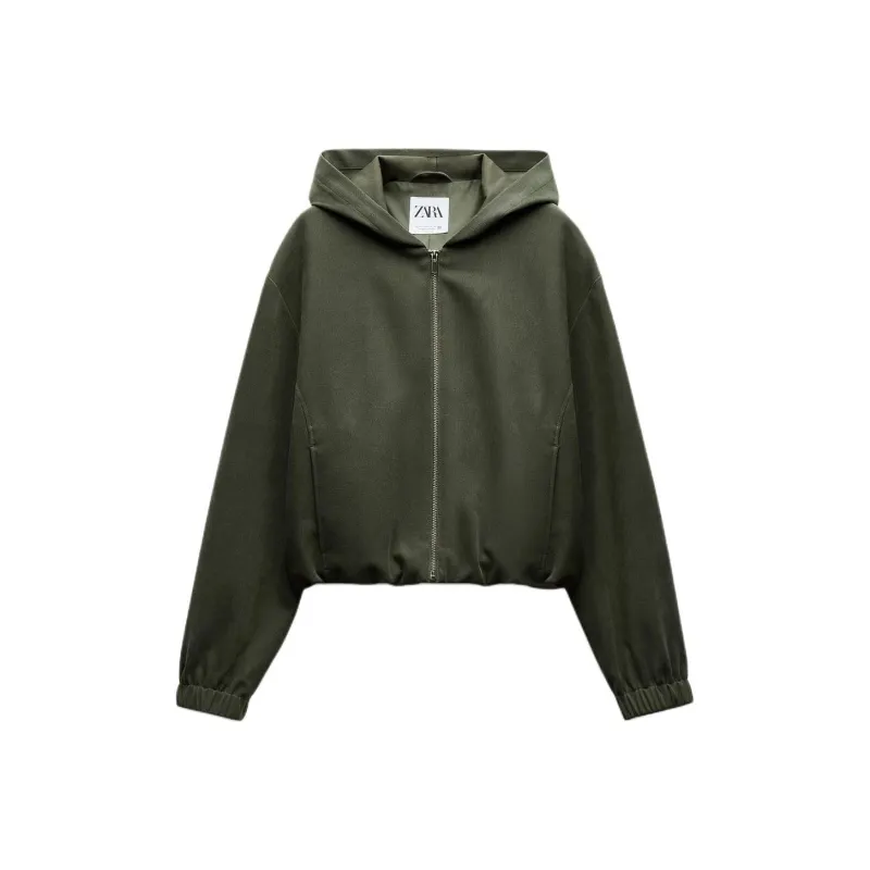 ZARA Jackets Coats Women's Khaki Green-0