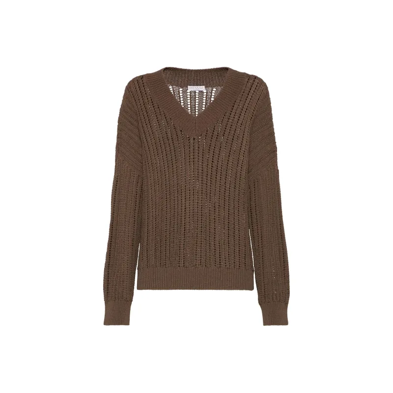Brunello Cucinelli Monili Embellished V Neck Jumper-0