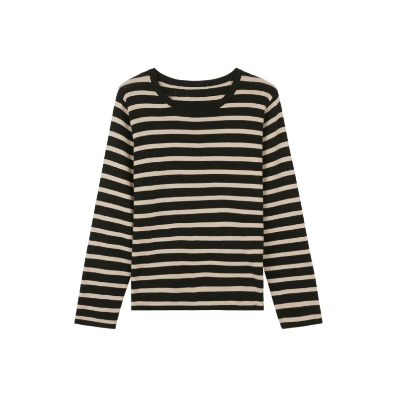 Migu Knitwear Women's Black Coffee Stripes-0