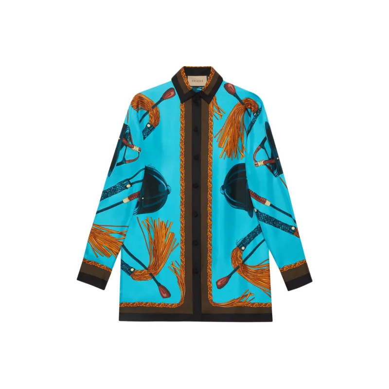 GUCCI Equestrian Printed Twill Shirt-0