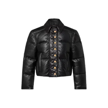 LOUIS VUITTON Monogram Leather Padded Boxy Jacket