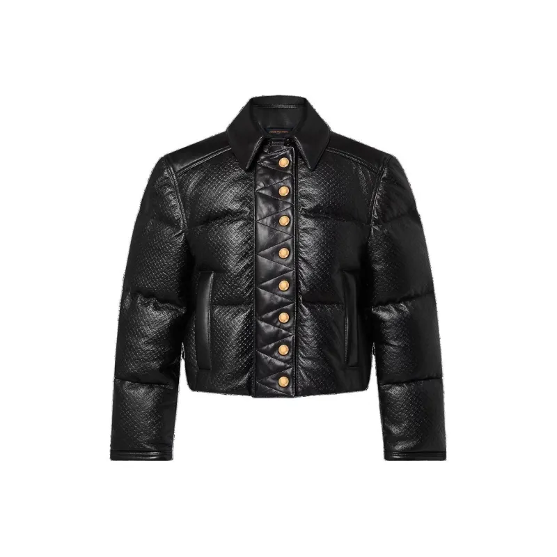 LOUIS VUITTON Monogram Leather Padded Boxy Jacket-0
