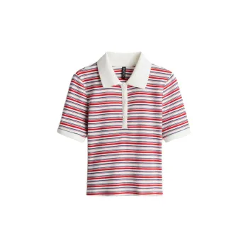 H&M Polo Shirt Women's Red/White Stripes