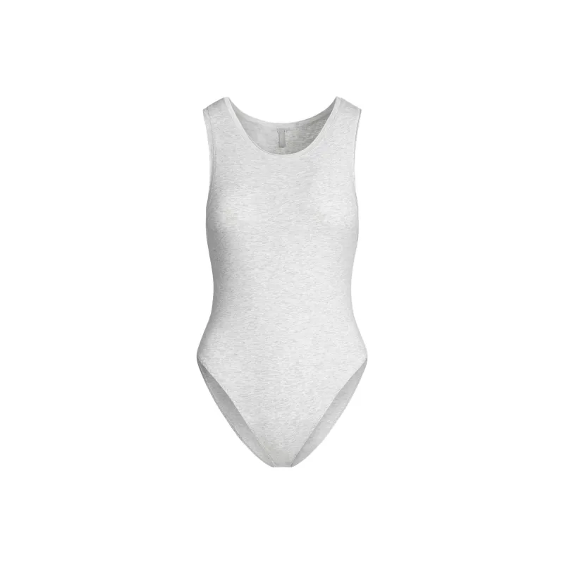 SKIMS SS25 COTTON JERSEY TANK BODYSUIT Bodysuits Women's LIGHT HEATHER GREY/Light Heather Gray-0