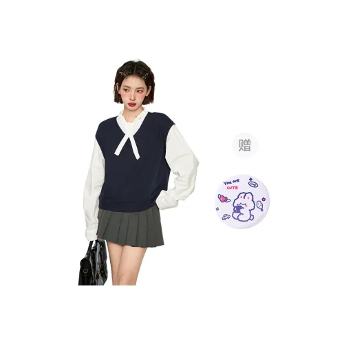 EVPGB Shirts Women's White Mock Two Piece Includes Rabbit Mirror