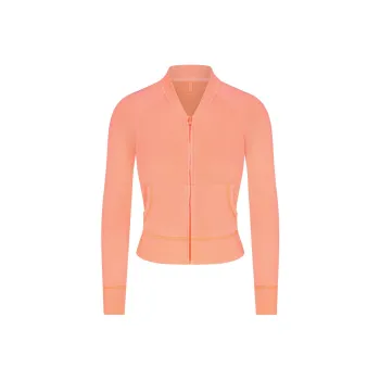 SKIMS MODAL FRENCH TERRY SHRUNKEN ZIP UP Jackets Coats Women's NEON ORANGE