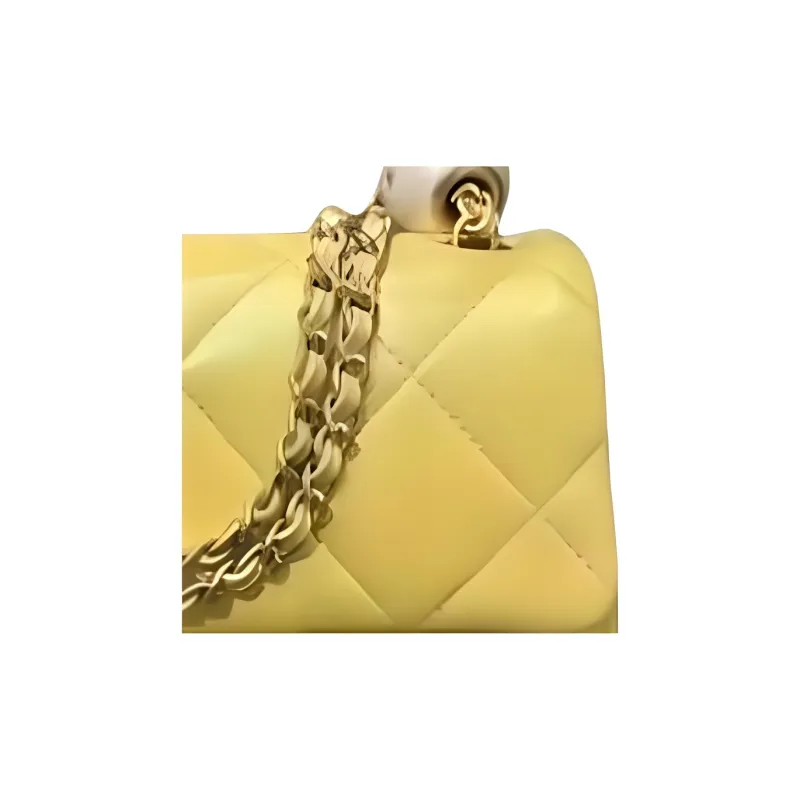 CHANEL Pearlescent Lambskin Shoulder Bag, Crossbody Bag, Wallet Trumpets Women's Yellow-1