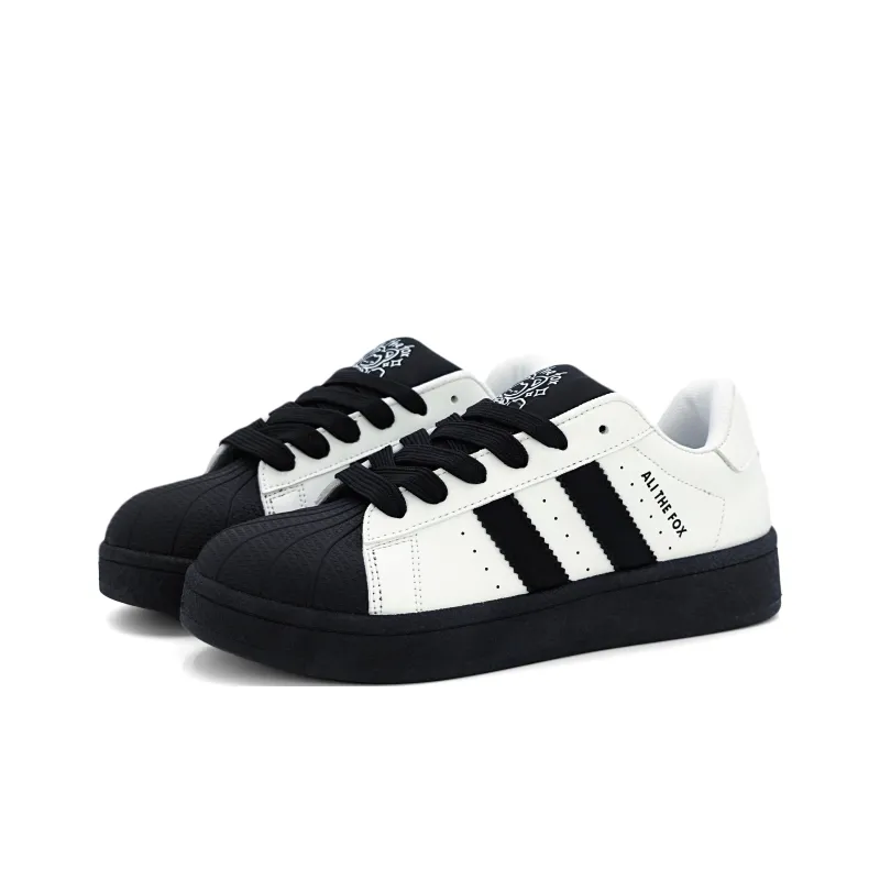 ALI THE FOX Skateboard Shoes Women's Low Top White Black/Pure White-2