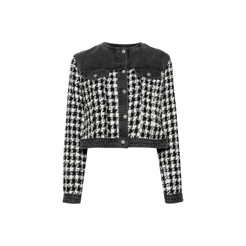 LIU·JO Houndstooth Jacquard Embellished Denim Jacket-0