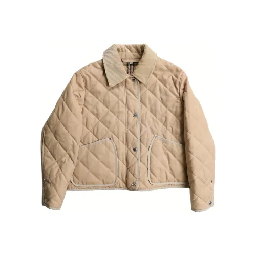 Burberry zigzag-stitch Wool Blend Quilted Jacket Soft Fawn