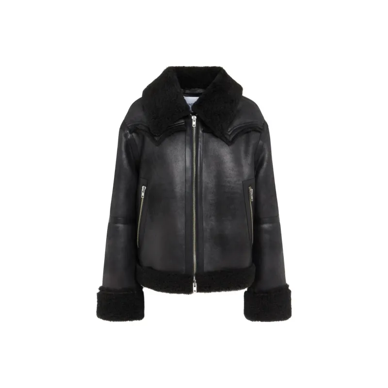 STAND STUDIO Oversized 'Lessie' Jacket In Black Eco Leather Jackets Coats Women's Black-0