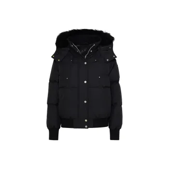 Moose Knuckles Buttoned Hooded Bomber Jacket