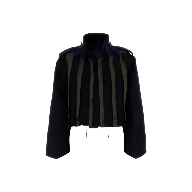 Sacai Pleated Raw Edge Bomber Jacket-0