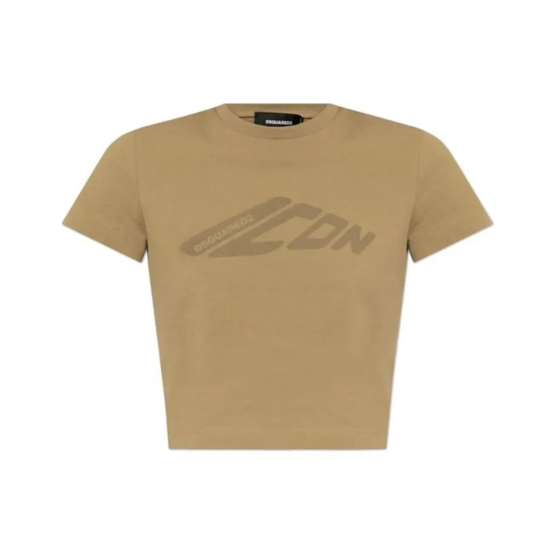 DSQUARED 2 Icon Printed Cropped T Shirt-0