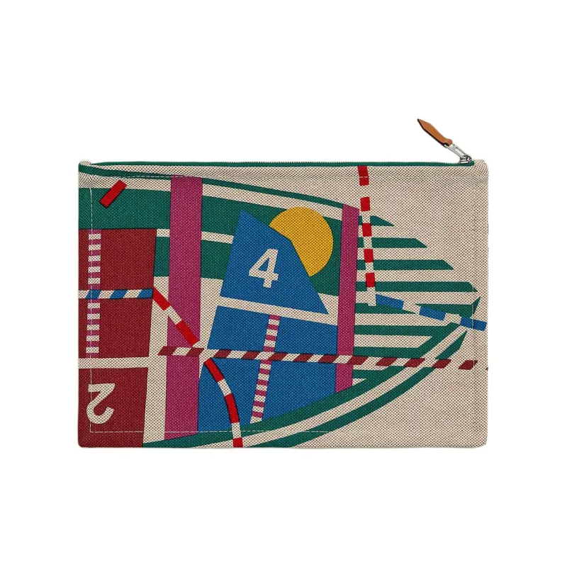 HERMES Optimist Cotton Storage Bag Unisex Green & Multicolor-0