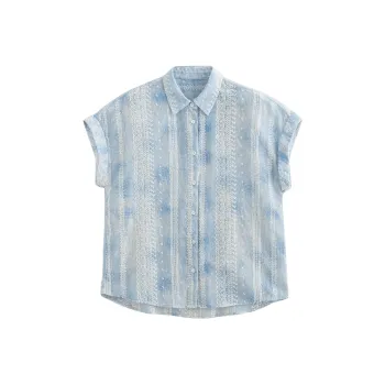 Initial Language Shirt Women's Tie Dye Blue