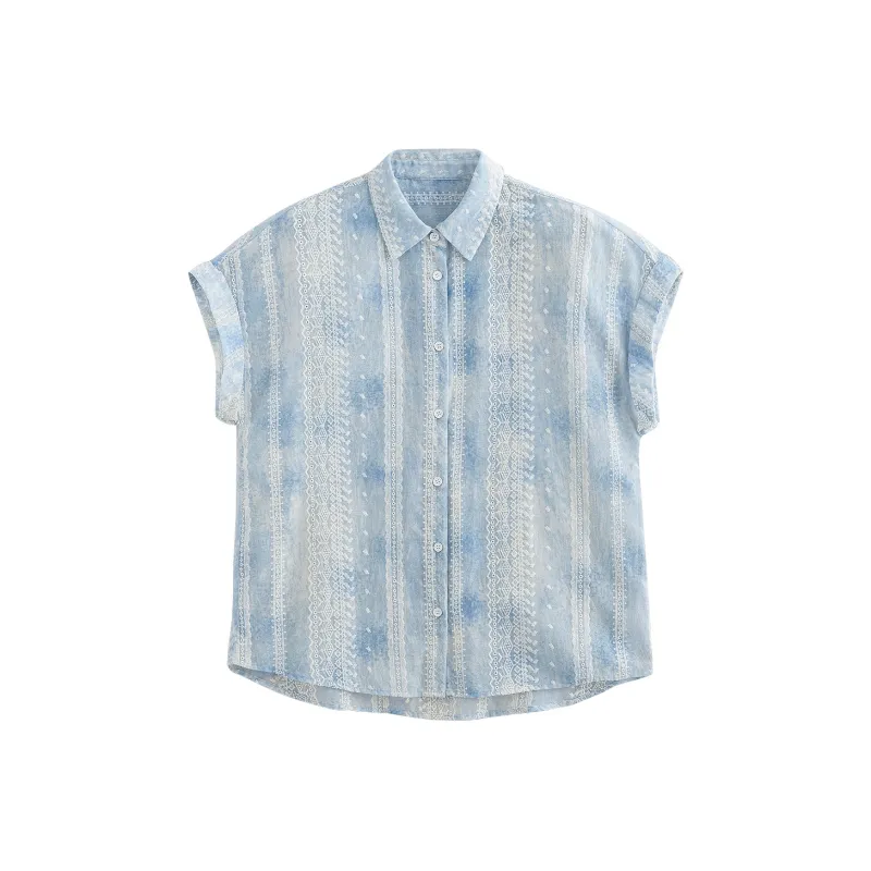 Initial Language Shirt Women's Tie Dye Blue-0