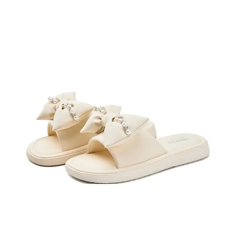 LINGPAO Rubber Sole Crystal Slide Slippers Women's-2