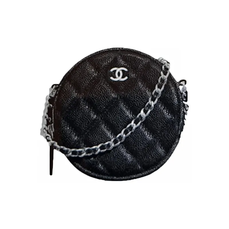CHANEL 19Bag Litchi Grain Cow Leather Round Bag, Chain Bag, Shoulder Bag Women's Black-0