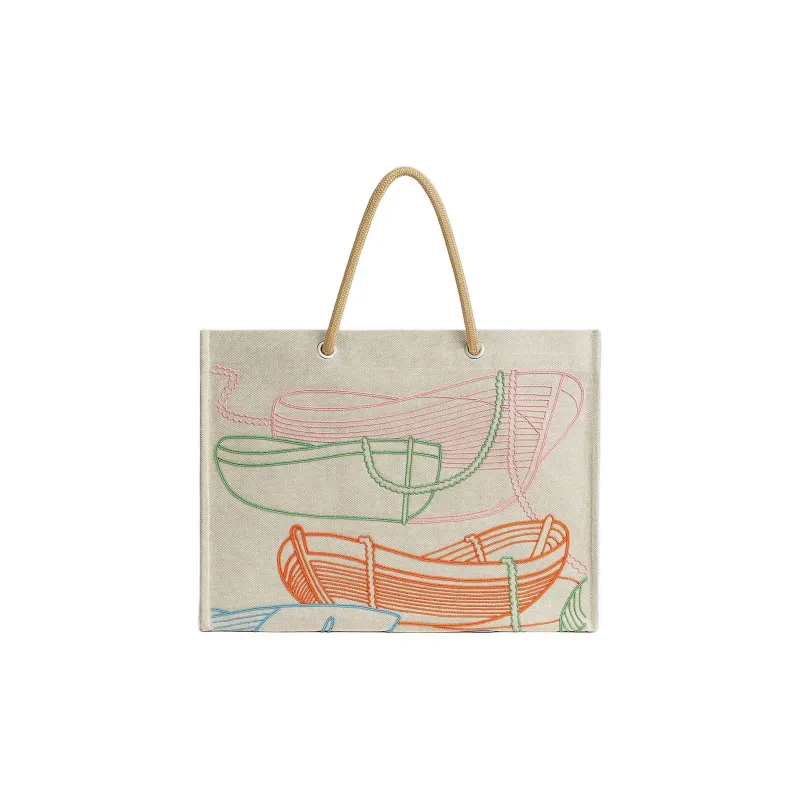 HERMES Thalassa Cotton Tote Bag, Shopping Bag, Beach Bag, Handbag Women's Multicolor-2