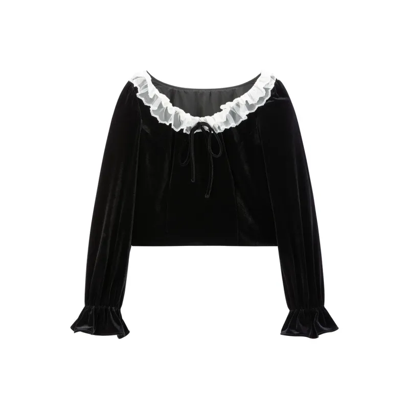 LEDIN Chiffon Shirt Women's Raven-0