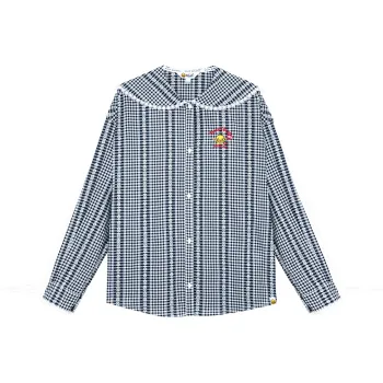 B.Duck Shirt Women's Black White Plaid