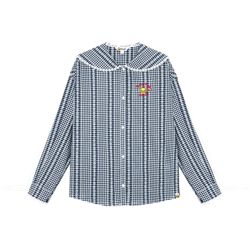 B.Duck Shirt Women's Black White Plaid-0