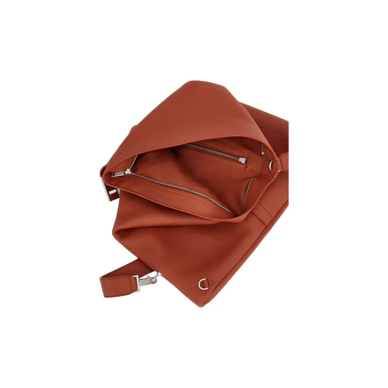 FERRAGAMO Hammered Texture Cow Leather Sling Bag Large Size Women's Brick Red-3