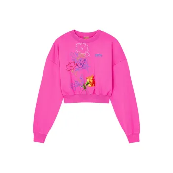 KENZO Drawn Flowers' Embroidered Sweatshirt Women's Pink