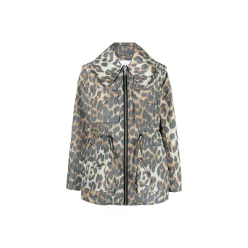 GANNI Jackets Women's Brown Leopard Print