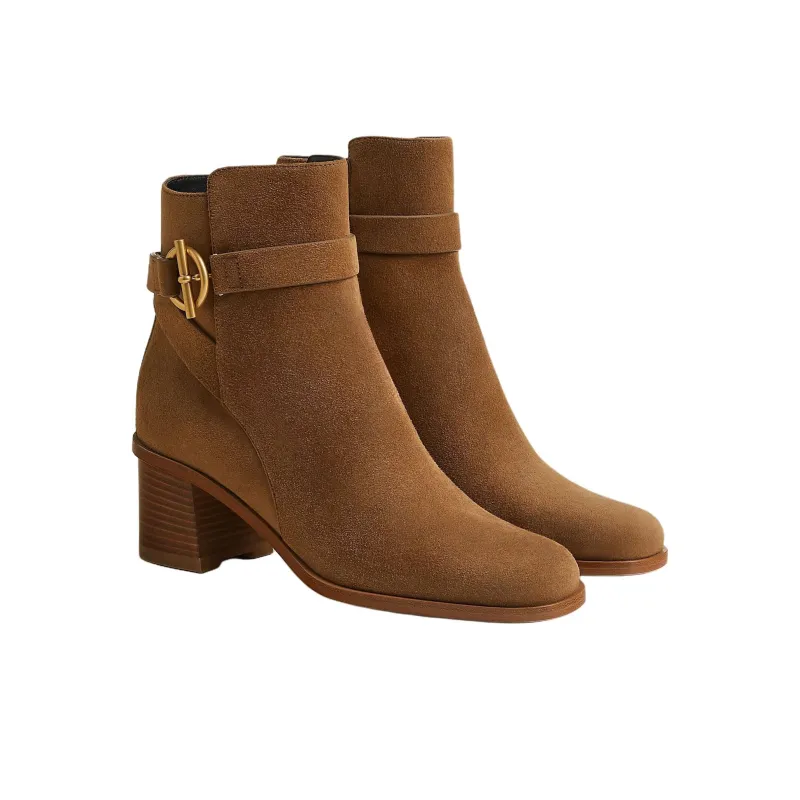 HERMES Jill Ankle Boots 6cm Women's Brown-1
