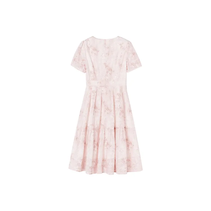 XIANGYING Short Sleeved Dress Women's Pink-1
