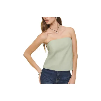 REFORMATION Spritz Linen Top Strapless Top Women's Sage