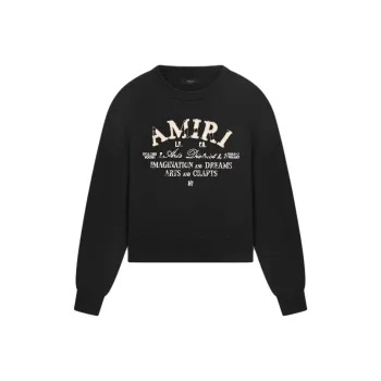 AMIRI Distressed Arts District Crew Sweatshirt 'Black'