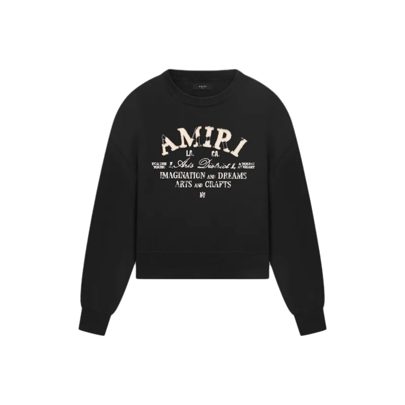 AMIRI Distressed Arts District Crew Sweatshirt 'Black'-0