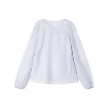 TKY SHOP Chiffon Shirt Women's Misty Blue