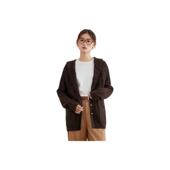 MIHUANG Cashmere Sweater Women's Dark Coffee With Accents