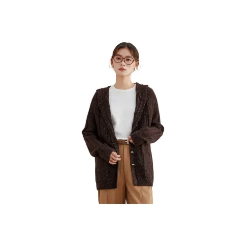 MIHUANG Cashmere Sweater Women's Dark Coffee With Accents