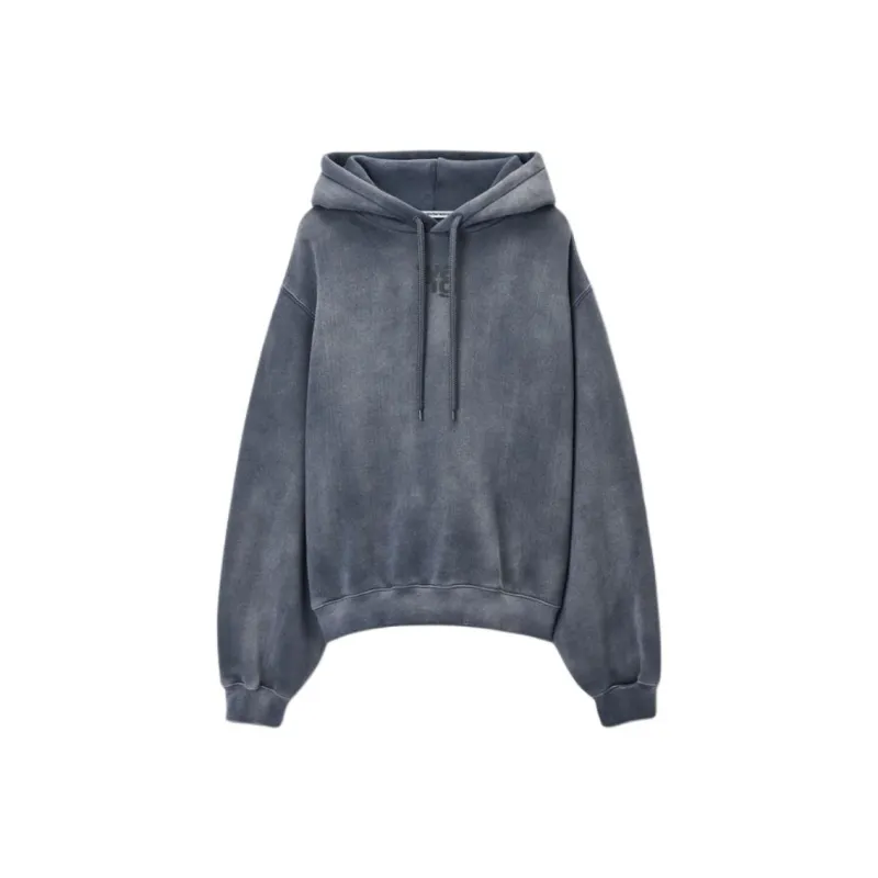 T By Alexander Wang Essential Terry With Puff Paint Logo Hoodie Washed Asphalt-0